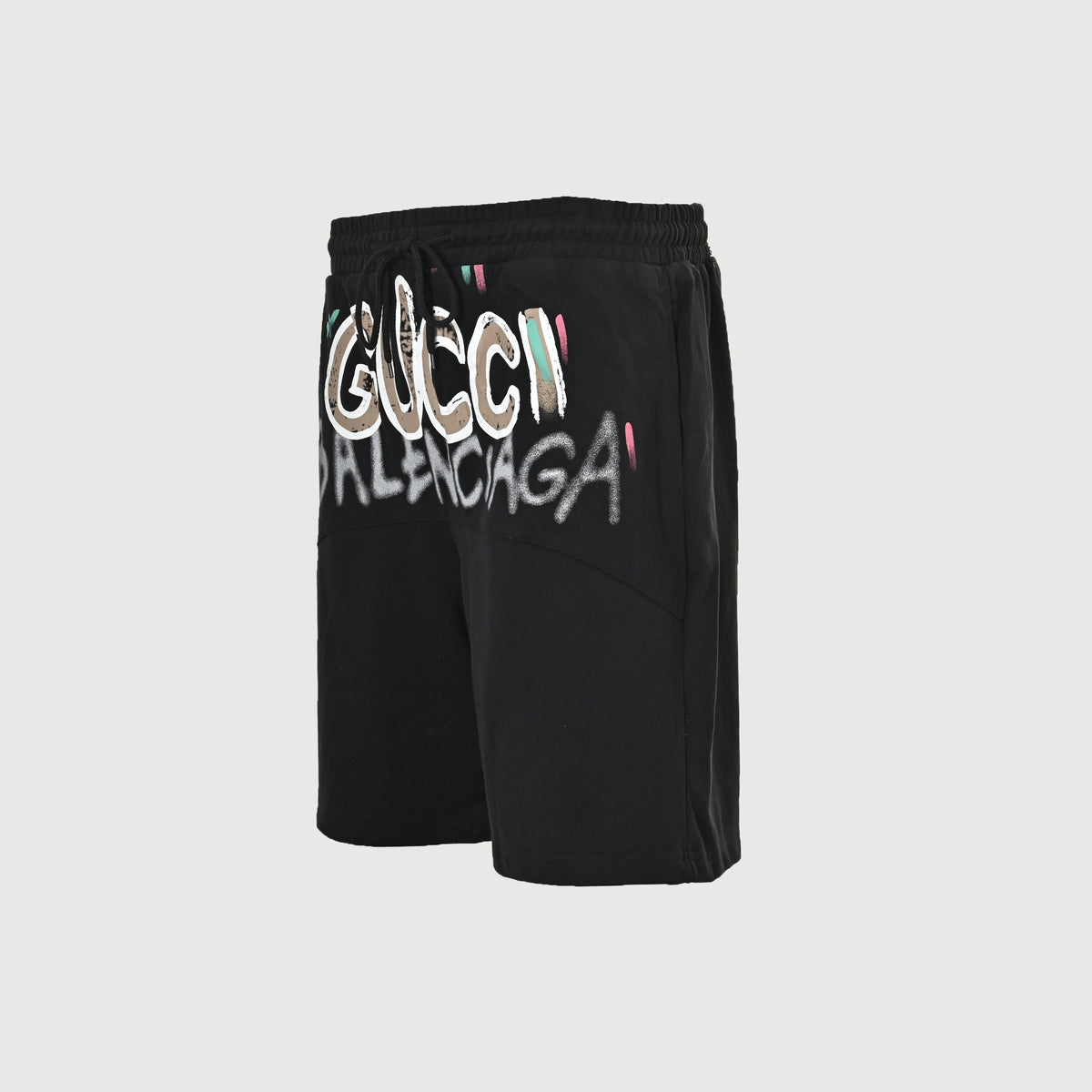 Gucci × Balenciaga 2023 Fall Collab Hand-Painted Logo Shorts – Black XM280042