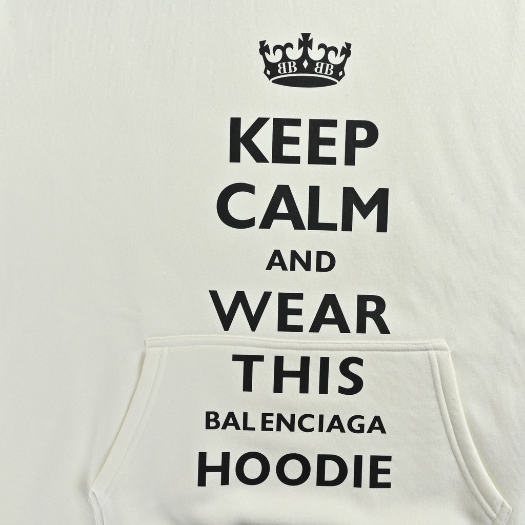 Balenciaga 25FW Crown "Keep Calm" Puff Print Hoodie  HH5000119
