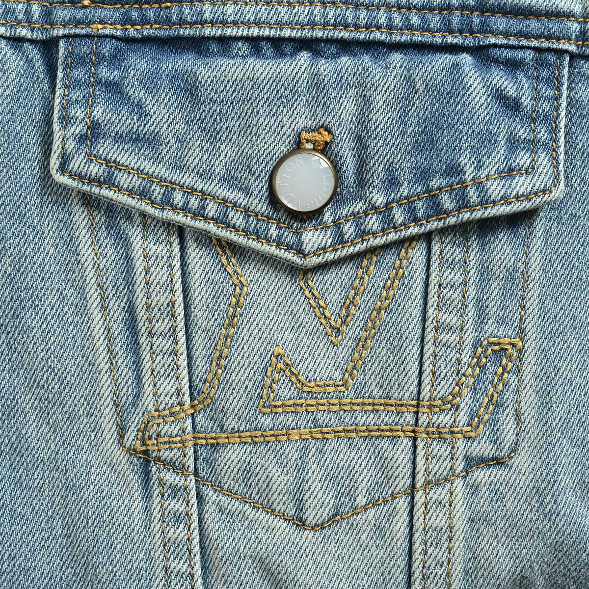 Louis Vuitton SS25 Embroidered Trucker Denim Jacket — Light Blue 1AGINX