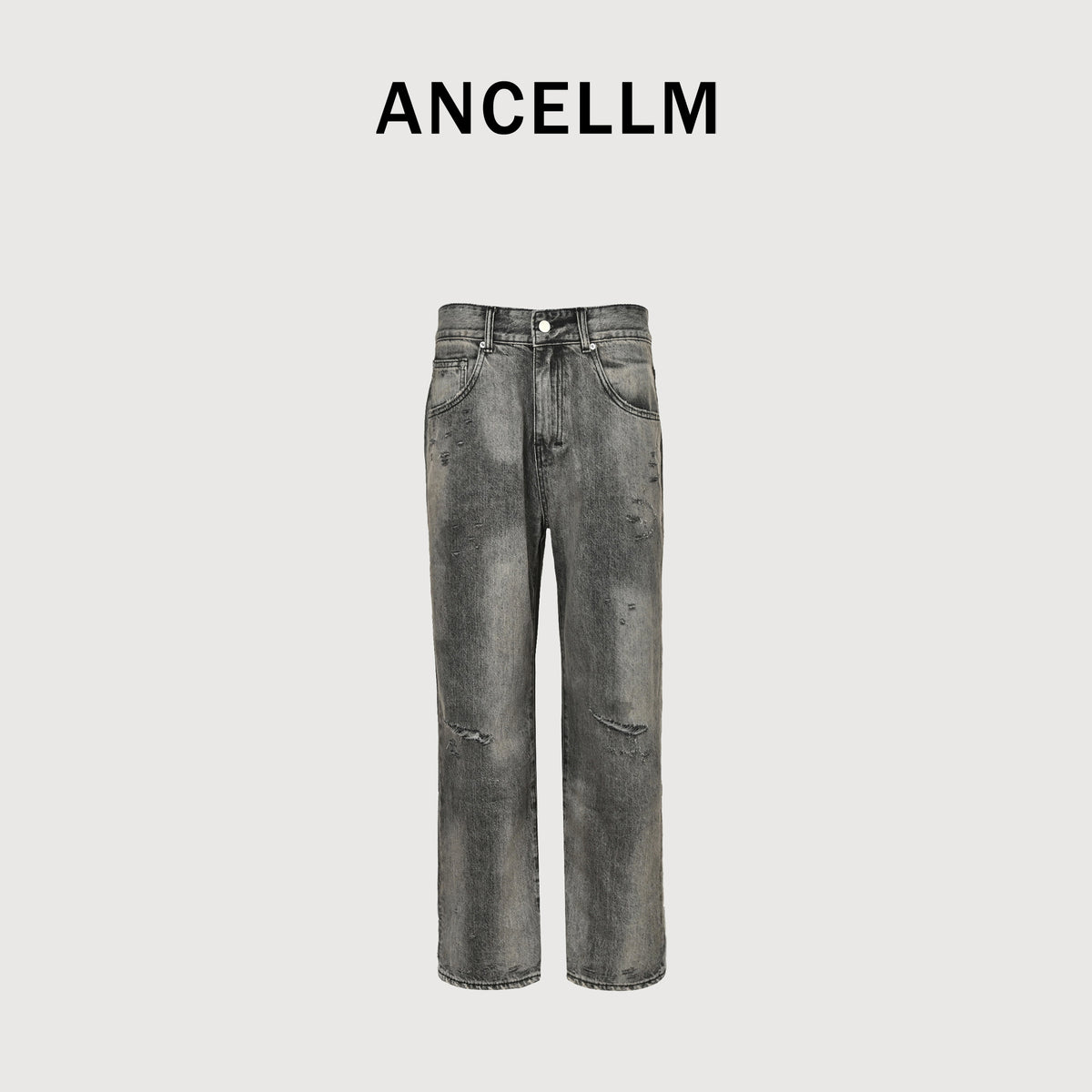 ANCELLM 25 Washed Destroyed Tapered Jeans – Grey Wash  SG6400317-GRY