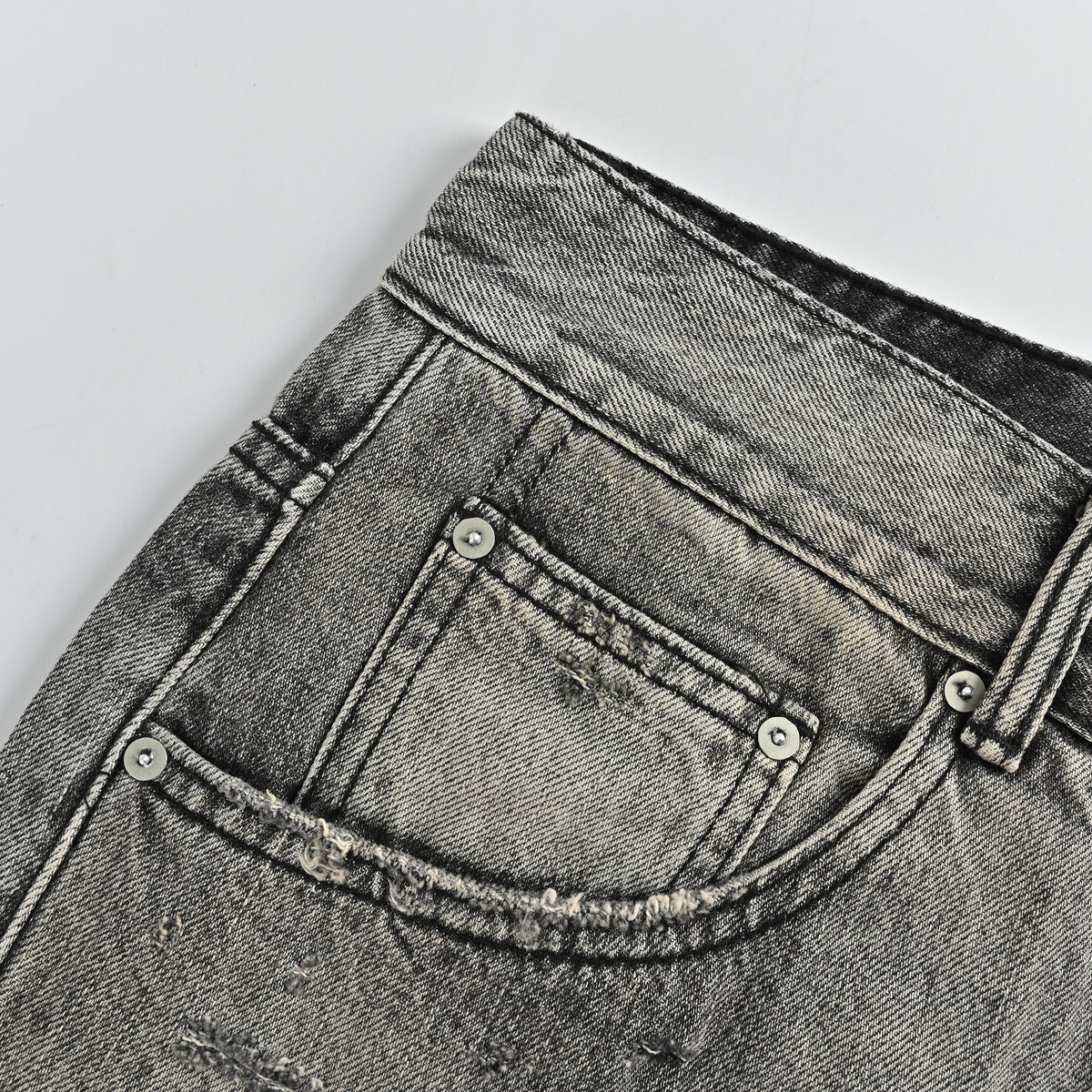 ANCELLM 25 Washed Destroyed Tapered Jeans – Grey Wash  SG6400317-GRY