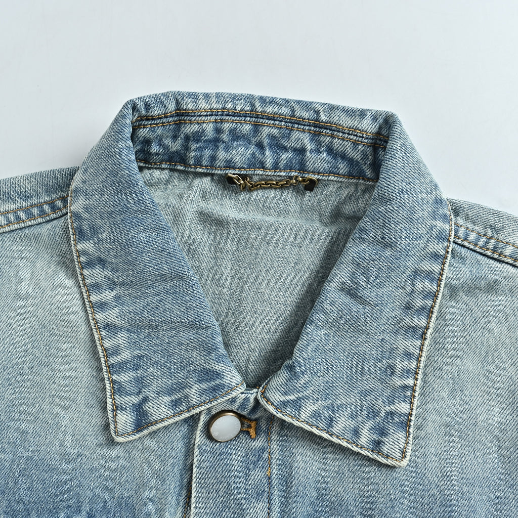 Louis Vuitton SS25 Embroidered Trucker Denim Jacket — Light Blue 1AGINX