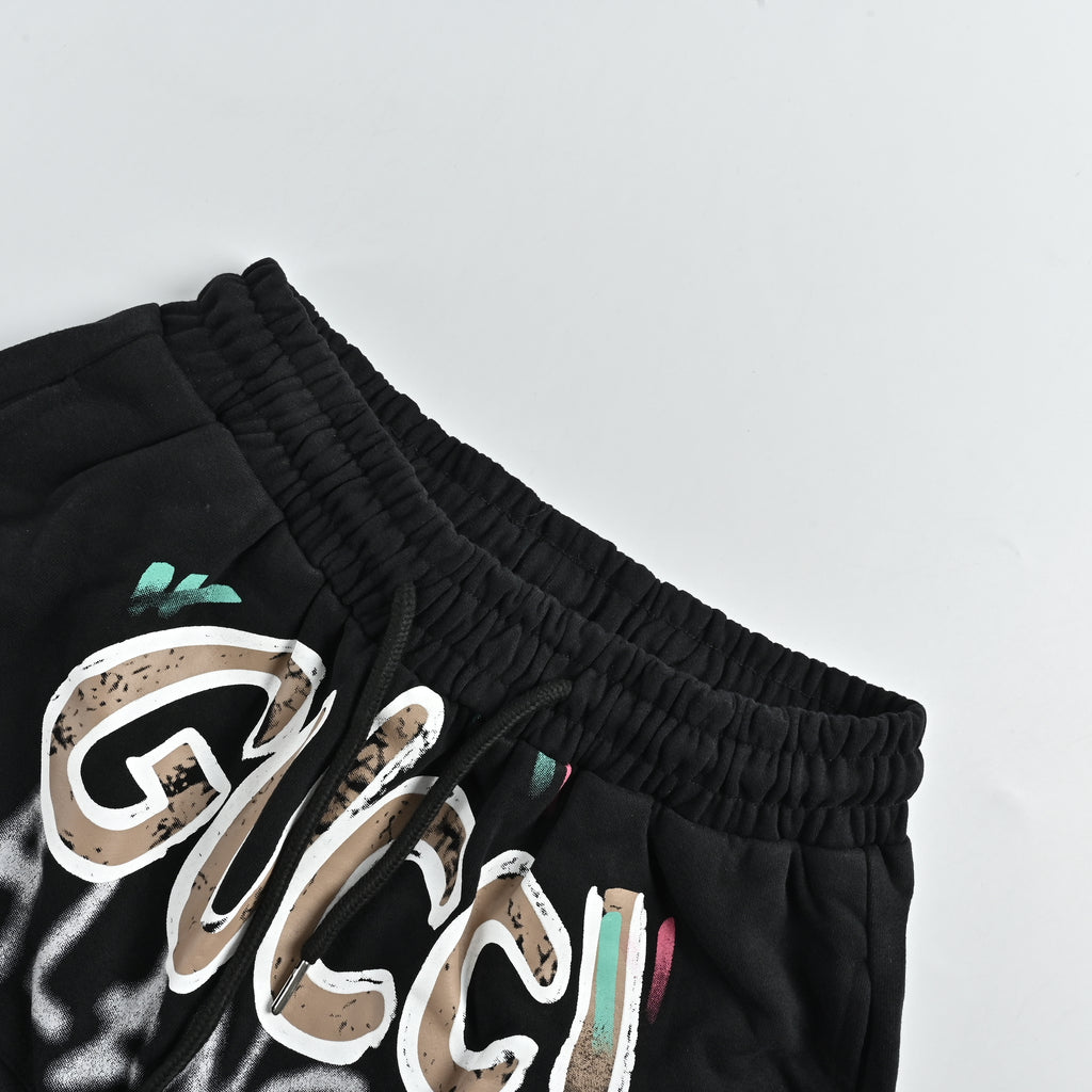 Gucci × Balenciaga 2023 Fall Collab Hand-Painted Logo Shorts – Black XM280042