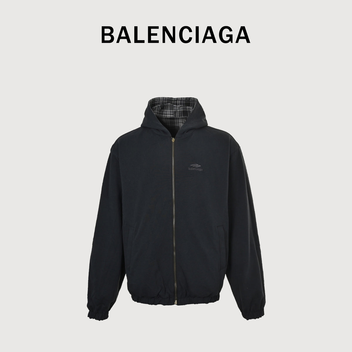Balenciaga 25FW Plaid Reversible Hooded Jacket  HH9000107