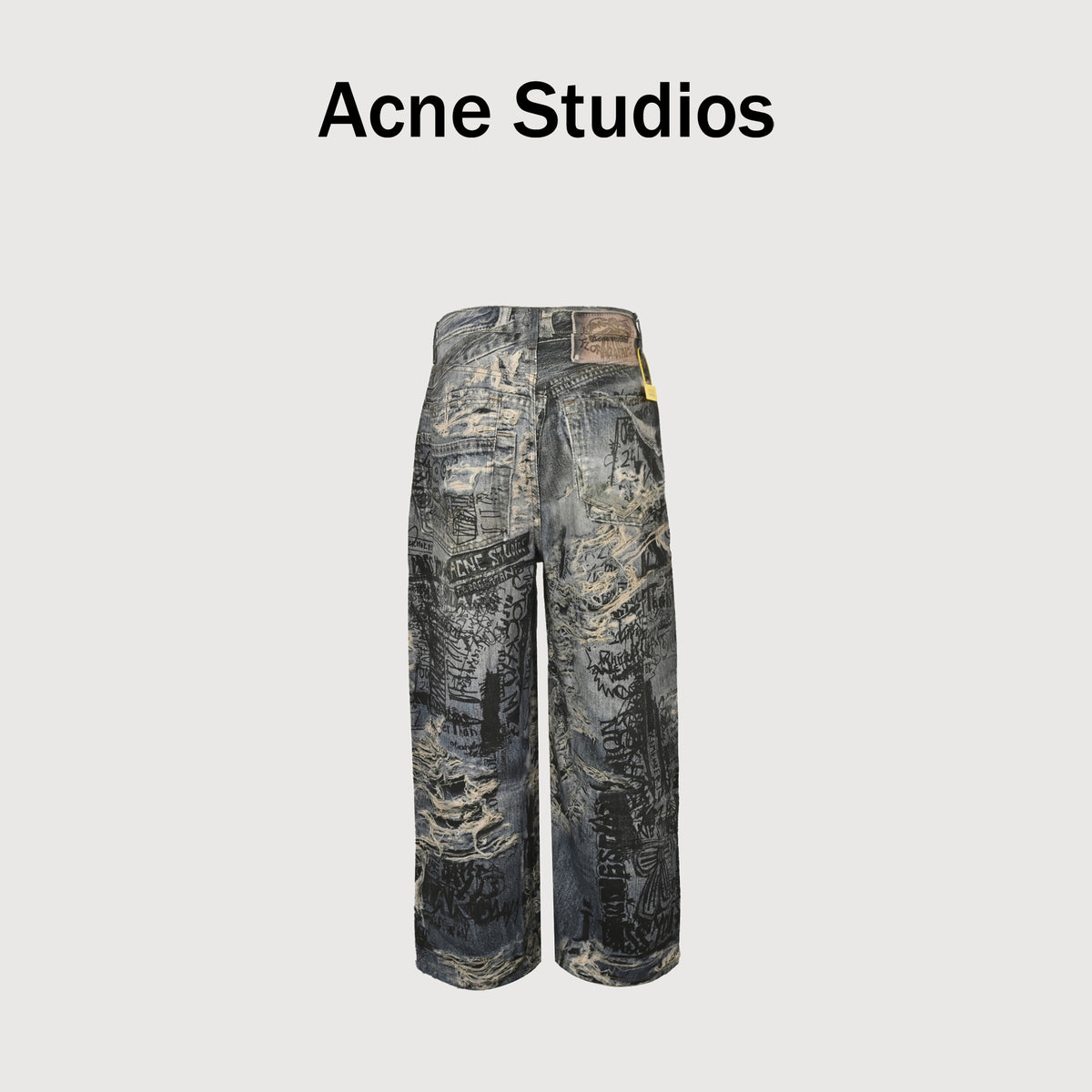 Acne Studios 2023M Trompe L’Œil Destruction Graffiti 3D Print Wide-Leg Jeans  R5401007