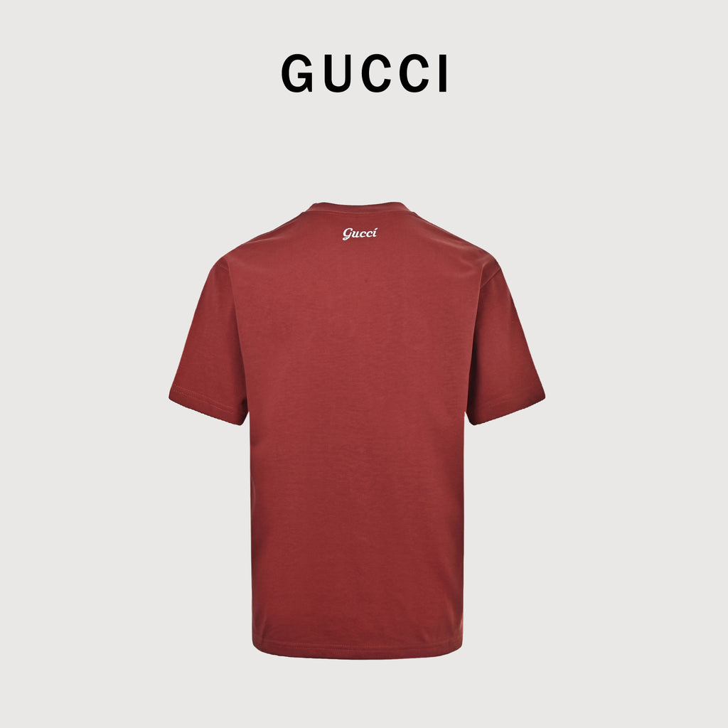 Gucci Classic Embroidered Logo Short Sleeve T-Shirt – Burgundy TS2600421-BRG