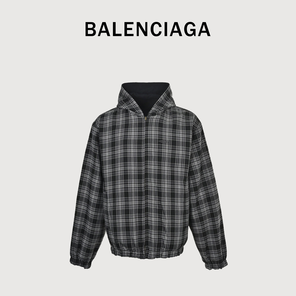 Balenciaga 25FW Plaid Reversible Hooded Jacket  HH9000107