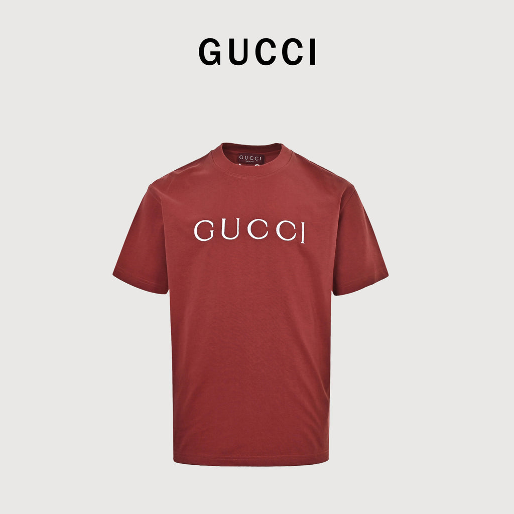 Gucci Classic Embroidered Logo Short Sleeve T-Shirt – Burgundy TS2600421-BRG
