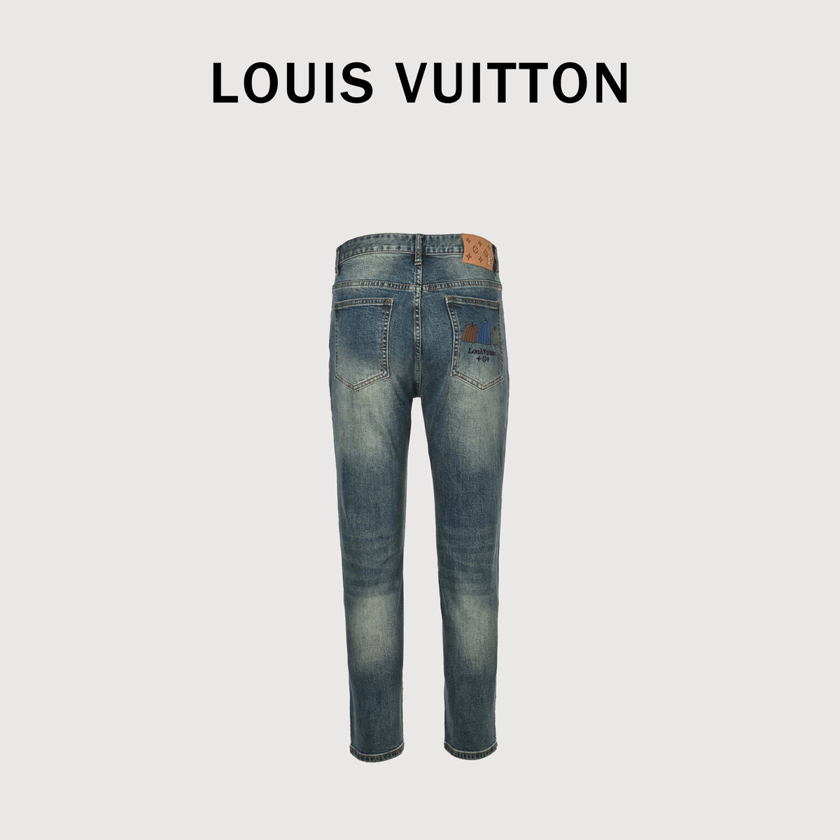 Louis Vuitton Pumpkin Embroidered Slim Jeans – Vintage Indigo Wash XM5201225-PKN