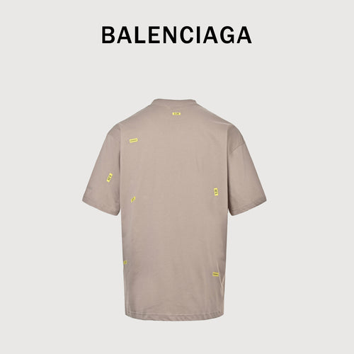 Balenciaga 26SS 520 Embroidered Label Short Sleeve T-Shirt – Taupe HH3000524