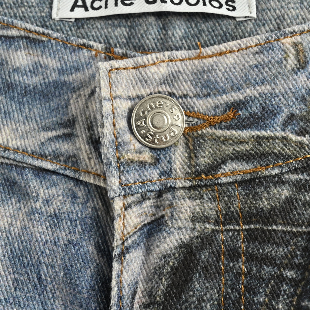Acne Studios 2023M Trompe L’Œil Destruction Graffiti 3D Print Wide-Leg Jeans  R5401007
