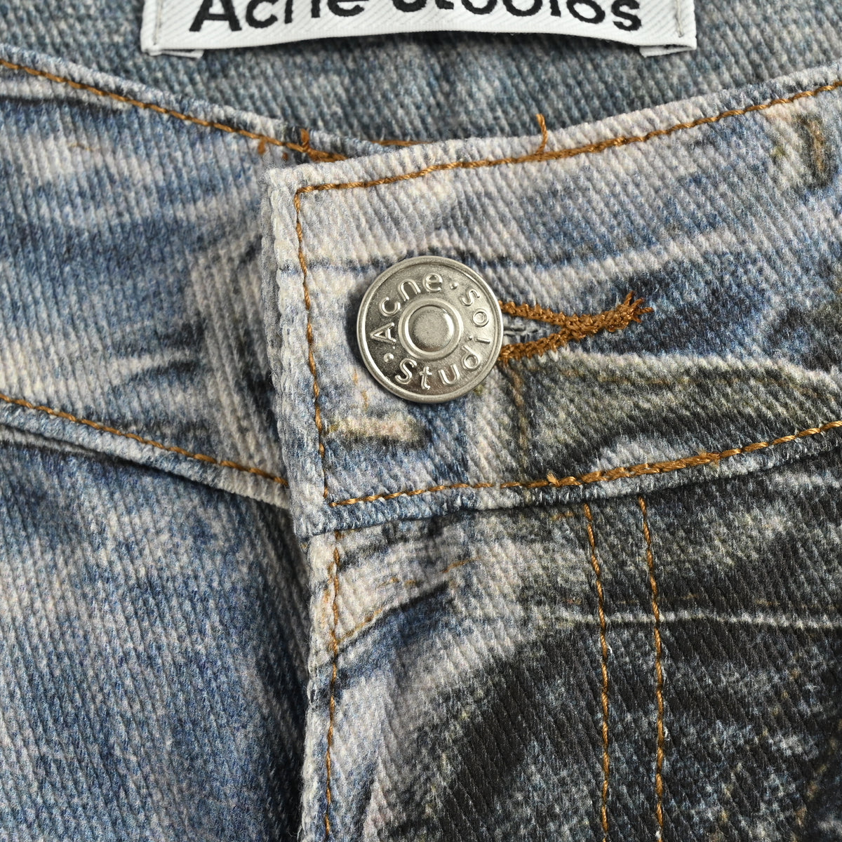 Acne Studios 2023M Trompe L’Œil Destruction Graffiti 3D Print Wide-Leg Jeans  R5401007