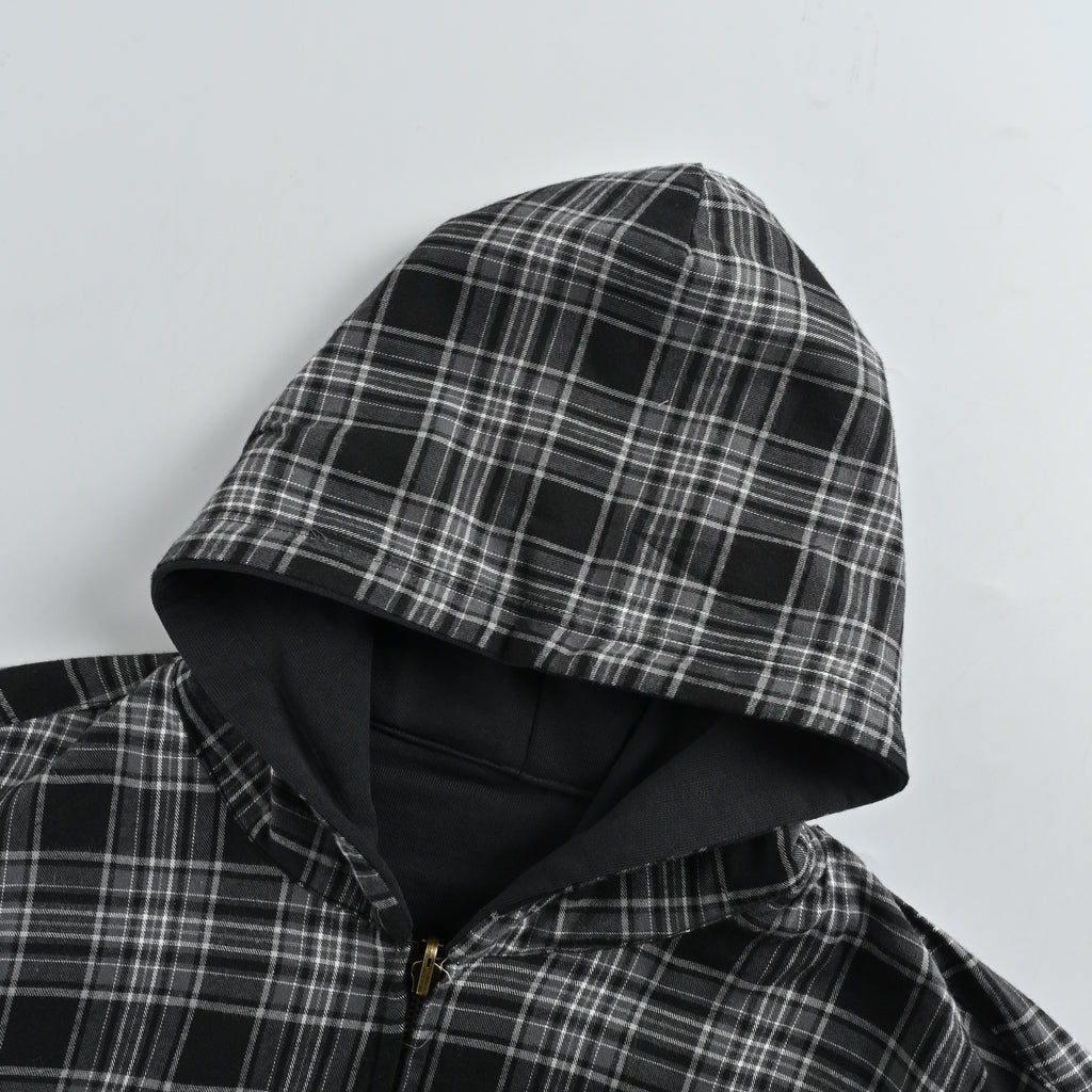Balenciaga 25FW Plaid Reversible Hooded Jacket  HH9000107