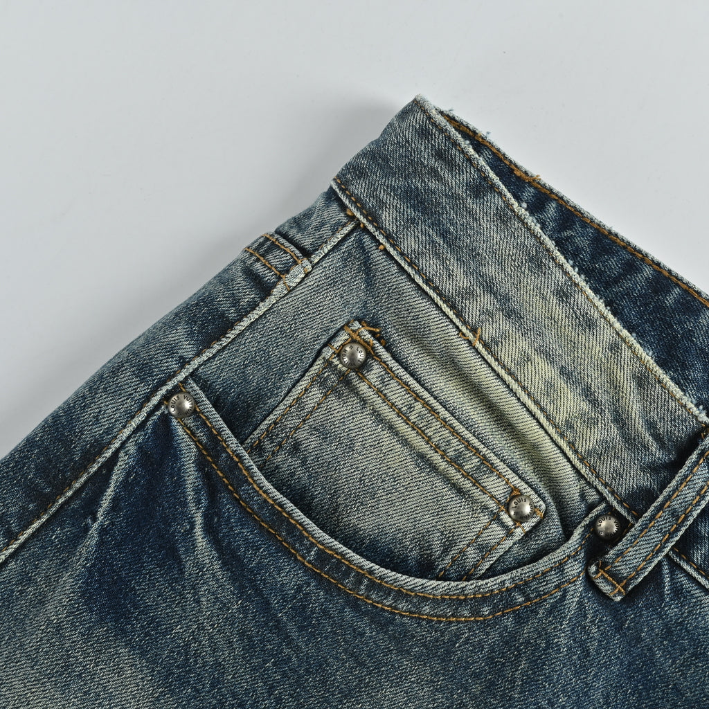 Louis Vuitton Pumpkin Embroidered Slim Jeans – Vintage Indigo Wash XM5201225-PKN
