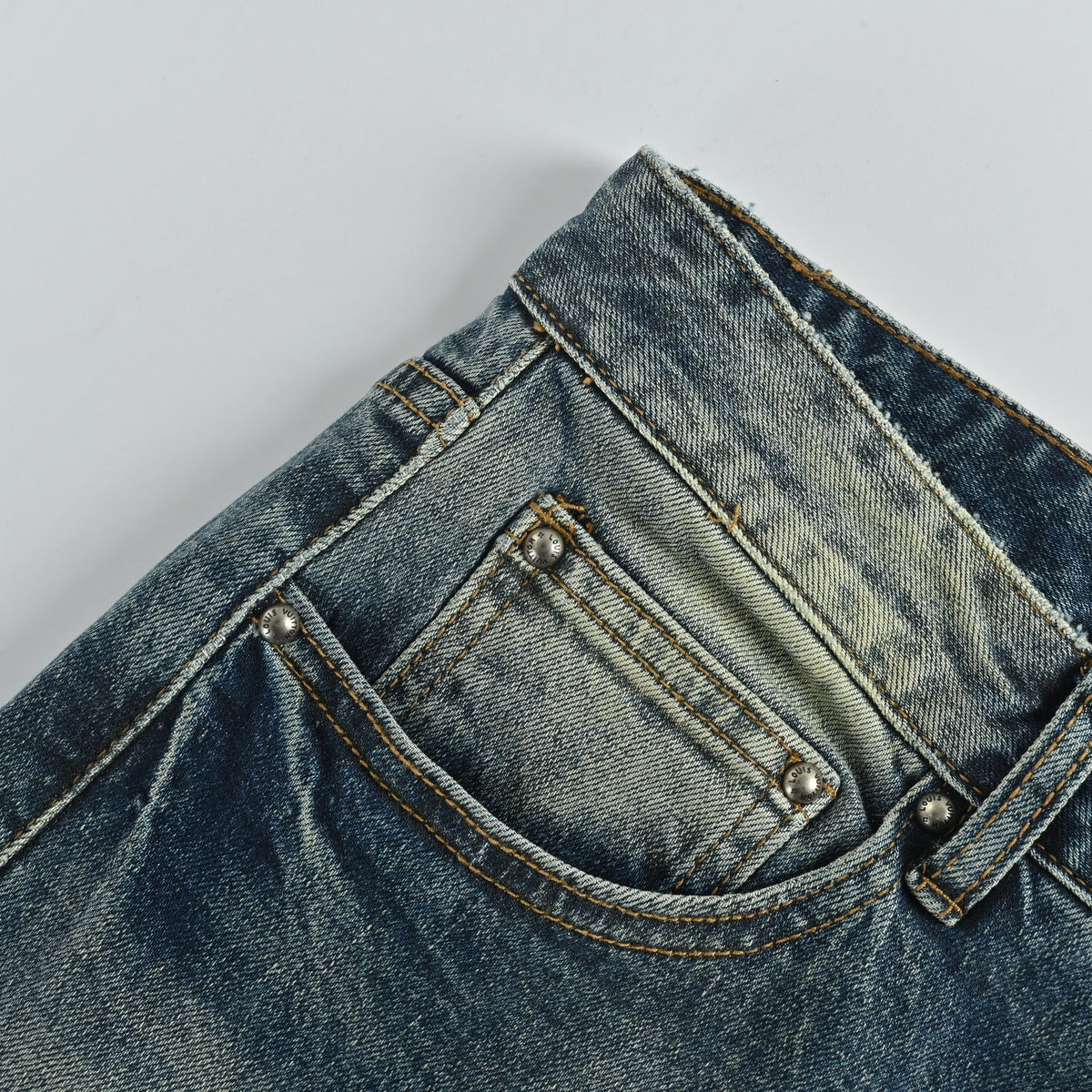Louis Vuitton Pumpkin Embroidered Slim Jeans – Vintage Indigo Wash XM5201225-PKN