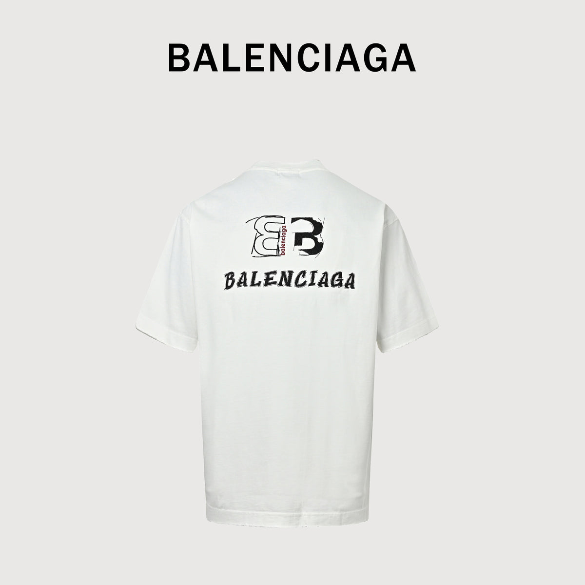 Balenciaga Front & Back Double BB Embroidered Short Sleeve T-Shirt  XBK3000524