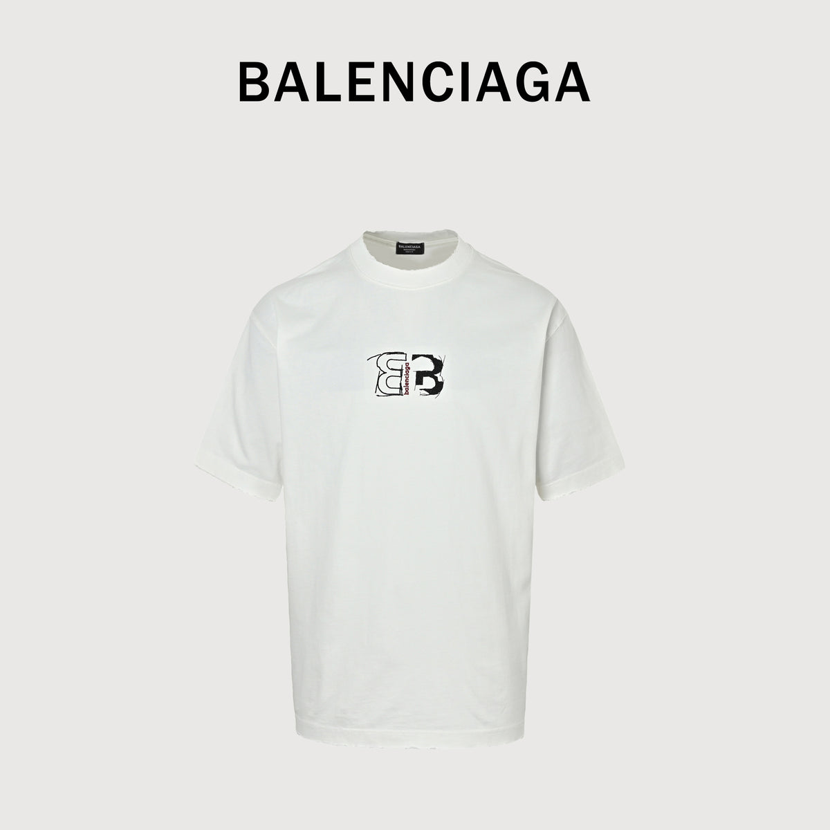 Balenciaga Front & Back Double BB Embroidered Short Sleeve T-Shirt  XBK3000524