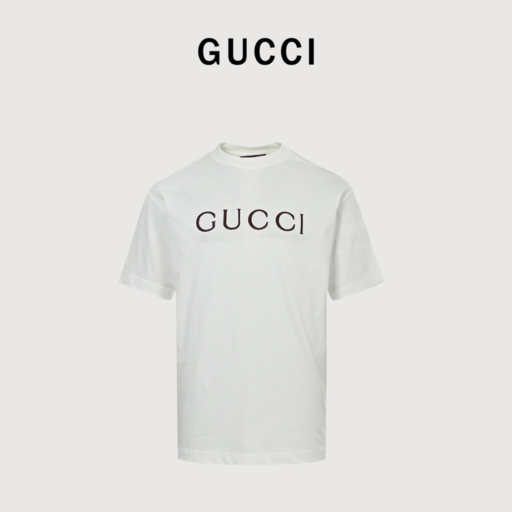 Gucci Classic Embroidered Logo Short Sleeve T-Shirt – White TS2600421-WHT