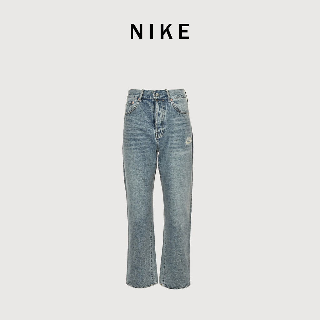 Levi’s x Nike DROP8 Ribbed-Trim Snap Letter Patch Relaxed Jeans – Medium Blue  BF5600829