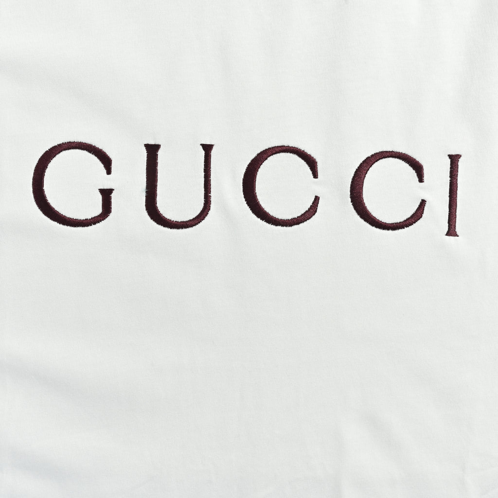 Gucci Classic Embroidered Logo Short Sleeve T-Shirt – White TS2600421-WHT