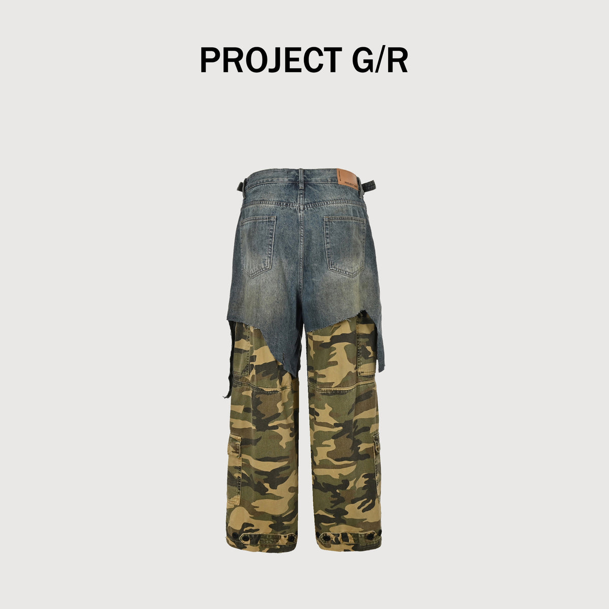 Project G/R Faux Two-Piece Camo Splice Wide-Leg Jeans  SG7001227