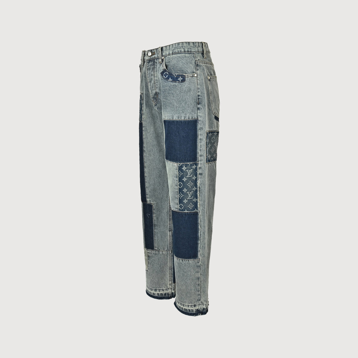 Louis Vuitton LV Leather Badge Denim Long-Sleeve Shirt 2026