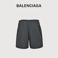 Balenciaga Wheat Crest BB Embroidered Plaid Beach Shorts DK4000731