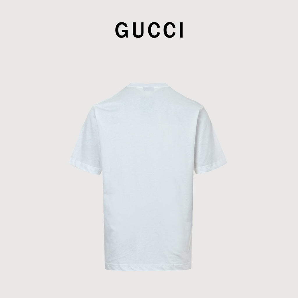 Gucci 26SS Wheat Laurel Crest Badge Print Short Sleeve T-Shirt – white DK2400808-ICE