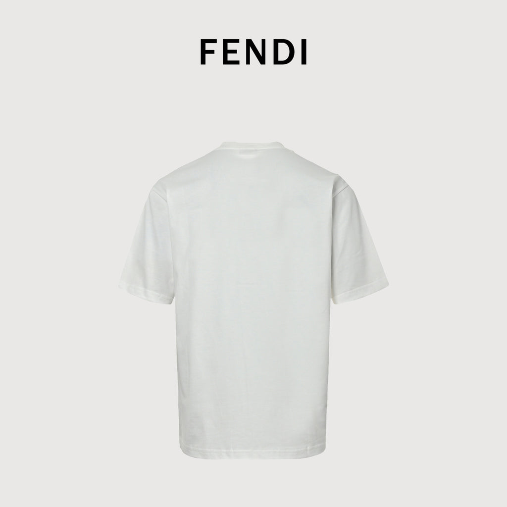 Fendi Minimal FF 3D Embroidered Short Sleeve T-Shirt – White MV2200714