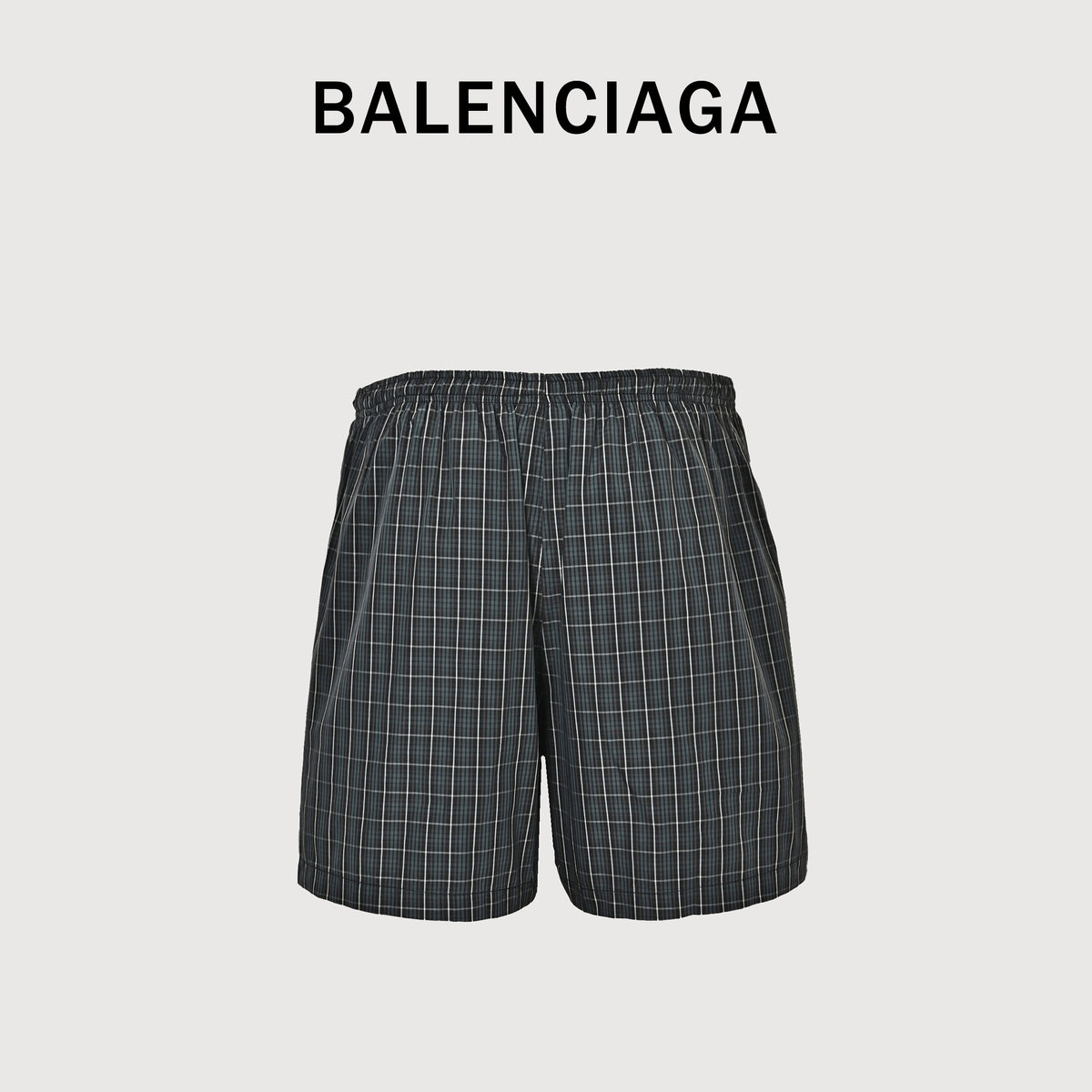 Balenciaga Wheat Crest BB Embroidered Plaid Beach Shorts DK4000731