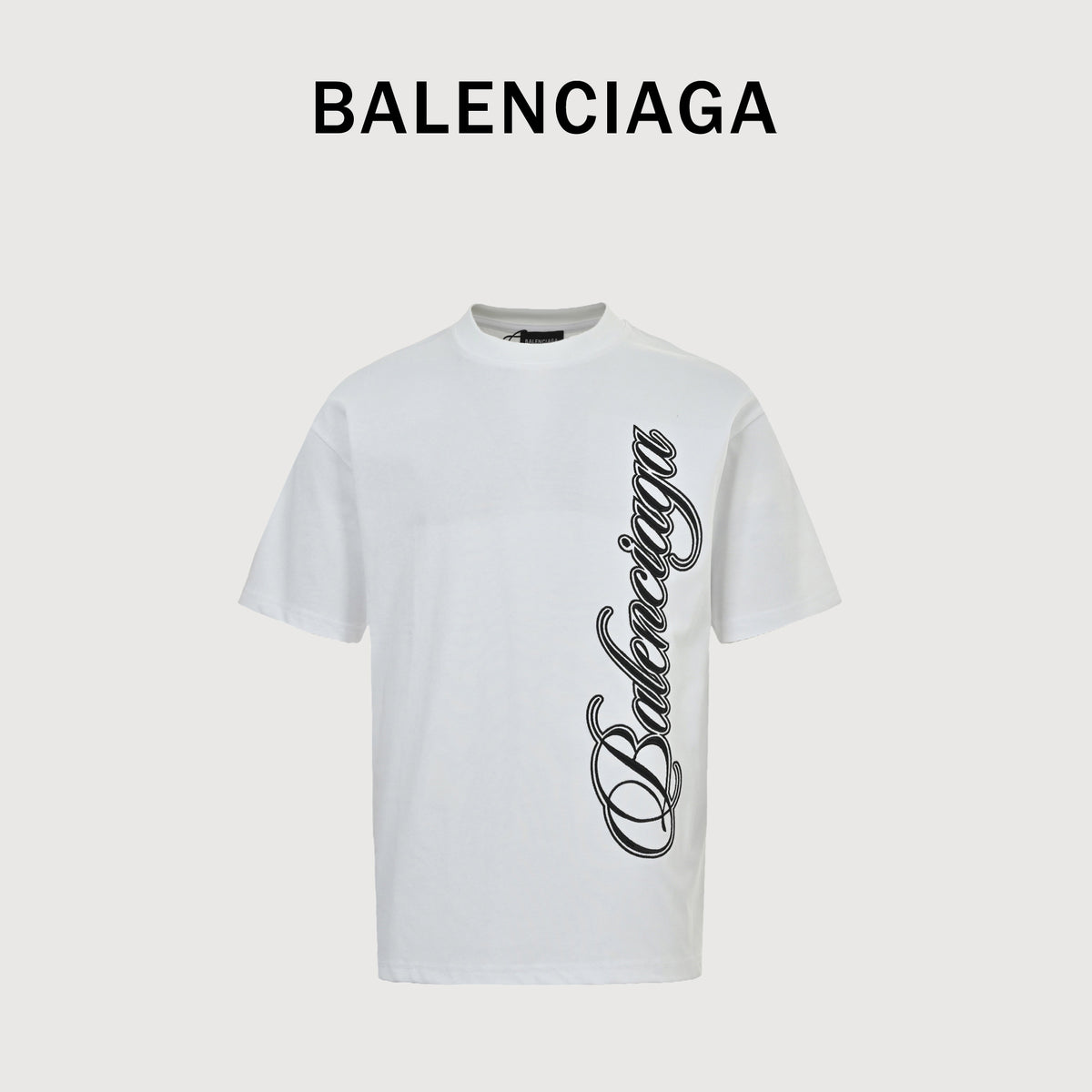 Balenciaga Vertical Script Embroidered Short Sleeve T-Shirt 2026#dk240324